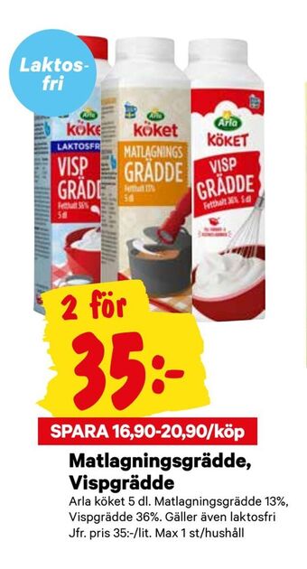 City Gross Matlagningsgrädde, Vispgrädde erbjuda