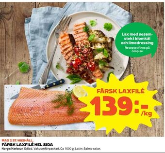 Coop Daglivs FÄRSK LAXFILÉ HEL SIDA erbjuda
