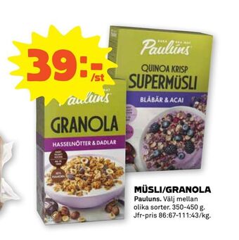 Stora Coop Müsli/granola erbjuda
