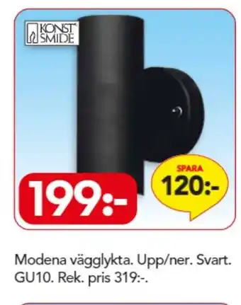 Modena Vägglykta Upp/Ner Svart