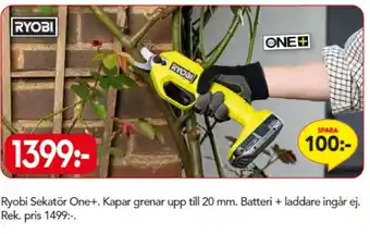 Bo Ohlsson Ryobi Sekatör One+ Kapar grenar upp till 20 mm erbjuda