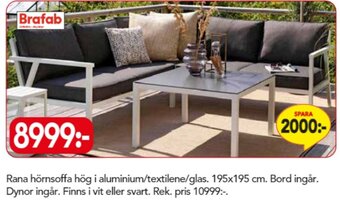 Bo Ohlsson Rana hörnsoffa hög i aluminium/textilene/glas erbjuda