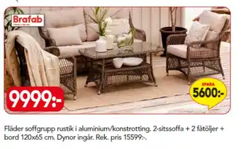 Bo Ohlsson Fläder soffgrupp rustik i aluminium/konstrotting erbjuda