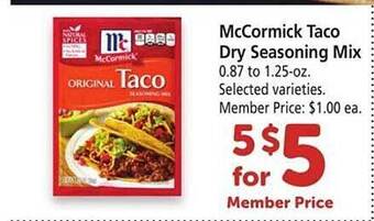 Safeway McCormick Taco Dry Seasoning Mix offer