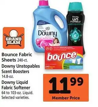 Safeway Bounce Fabric Sheets, Downy Unstopables Scent Boosters Or Bowny Liquid Fabric Softener offer
