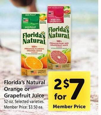 Safeway Florida's Natural Orange Or Grapefruit Juice offer