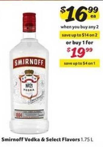 Winn Dixie Smirnoff Vodka & Select Flavors offer