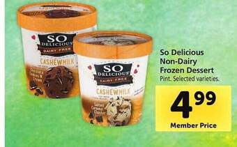 Safeway So Delicious Non-Dairy Frozen Dessert offer