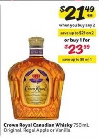 Winn Dixie Crown Royal Canadian Whisky offer