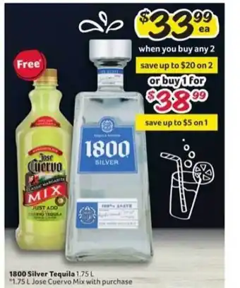 Winn Dixie 1800 Silver Tequila offer