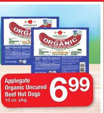 Safeway Applegate Organic Uncured Beef Hot Dogs offer