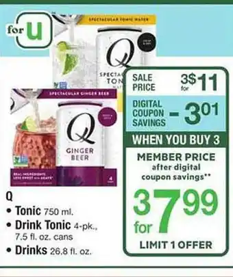 Safeway Q Tonic, Drink Tonic, Drinks offer
