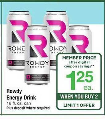 Safeway Rowdy Energy Drink offer