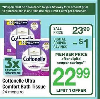 Safeway Cottonelle Ultra Comfort Bath Tissue offer