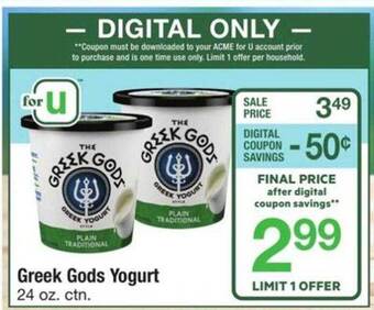 ACME Greek Gods Yogurt offer