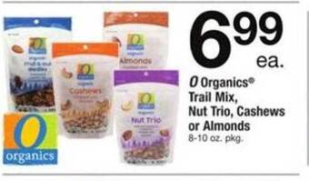 ACME O Organics Trail Mix, Nut Trio, Cashews Or Almonds offer