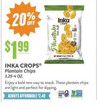Natural Grocers Inka Crops Plantain Chips offer