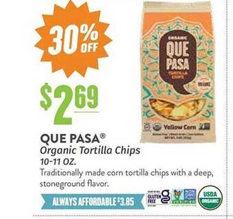 Natural Grocers Que Pasa Organic Tortilla Chips offer
