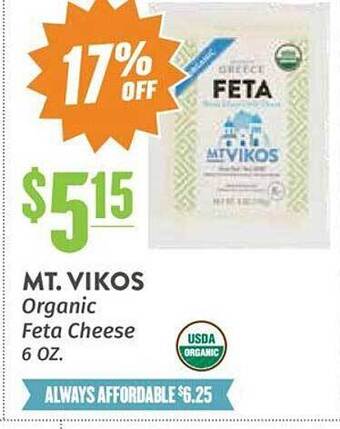 Natural Grocers Mt. Vikos Organic Feta Cheese offer