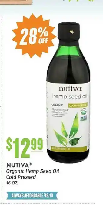 Natural Grocers Nutiva Organic Hemp Seed Oil Cold Pressed offer