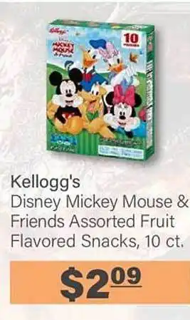 Commissary Kellogg's Disney Mickey Mouse & Friends Assorted Fruit Flavored Snacks offer