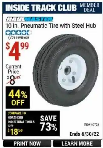 Harbor Freight Tools Haulmaster 10 In. Pneumatic Tire With Steel Hub offer