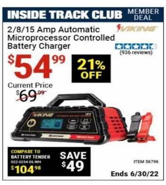Harbor Freight Tools Viking 2-8-15 Amp Automatic Microprocessor Controlled Battery Charger offer