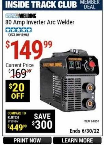 Harbor Freight Tools Welding 80 Amp Inverter Arc Welder offer