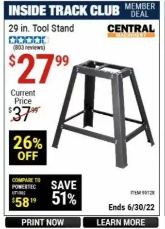 Harbor Freight Tools Central 29 In. Tool Stand offer