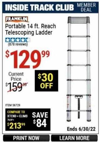Harbor Freight Tools Franklin Portable 14 Ft. Reach Telescoping Ladder offer