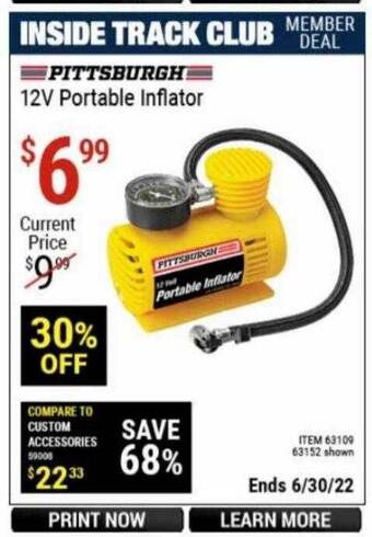 Harbor Freight Tools Pittsburgh 12v Portable Inflator offer