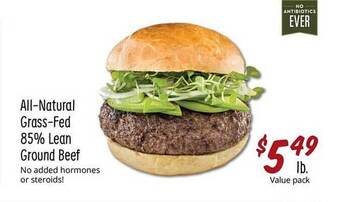 Sprouts Farmers Market All-natural Grass-fed 85% Lean Ground Beef offer