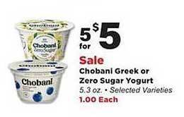 Stater Bros Chobani Greek Or Zero Sugar Yogurt offer
