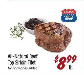 Sprouts Farmers Market All-natural Beef Top Sirloin Filet offer