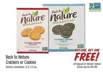 Sprouts Farmers Market Back To Nature Crackers Or Cookies offer
