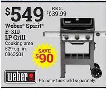 Ace Hardware Weber Spirit E-310 Lp Grill offer