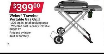 Ace Hardware Weber Traveler Portable Gas Grill offer