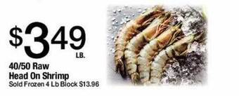 Jons International 40-50 Raw Head On Shrimp offer