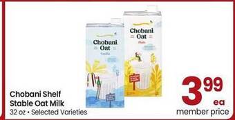 Safeway Chobani Shelf Stable Oat Milk offer