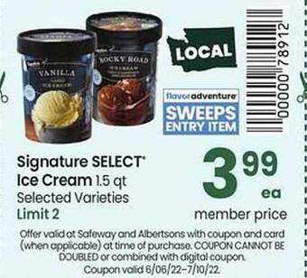 Safeway Signature Select Ice Cream offer