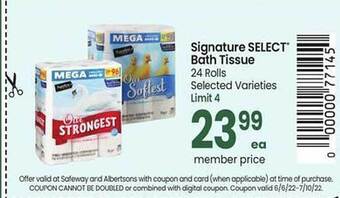 Safeway Signature Select Bath Tissue offer