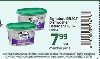Safeway Signature Select Dishwasher Detergent offer