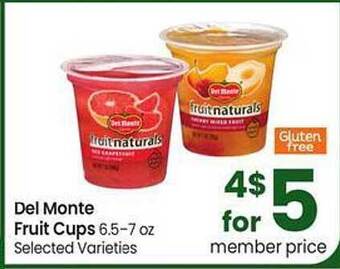 Safeway Del Monte Fruit Cups offer