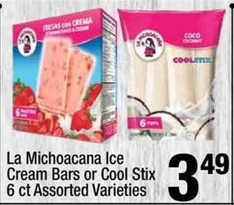 Super King Markets La Michoacana Ice Cream Bars Or Cool Stix Assorted Varieties offer
