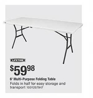 The Home Depot Lifetime 6'multi-purpose Folding Table offer