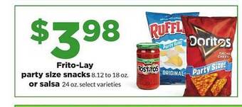 Hy-Vee Fritolay Party Size Snacks Or Salsa offer