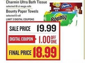 Lowes Foods Charmin Ultra Bath Tissue, Bounty Paper Towels offer