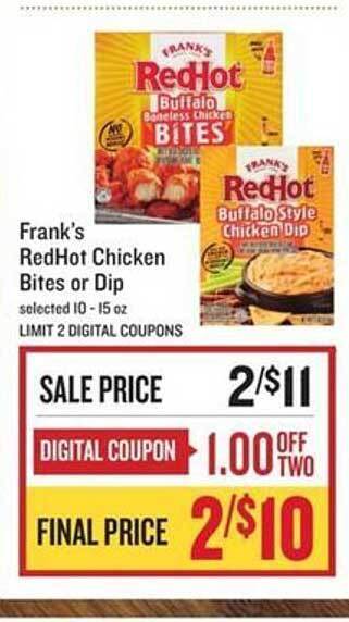 Lowes Foods Frank's Redhot Chicken Bites Or Dip offer