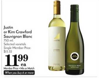 Pavilions Justin Or Kim Crawford Sauvignon Blanc offer