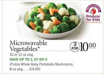 Publix Microwavable Vegetables offer